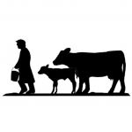 Cow, Calf & Farmer Weathervane or Sign Profile - Laser cut 400mm